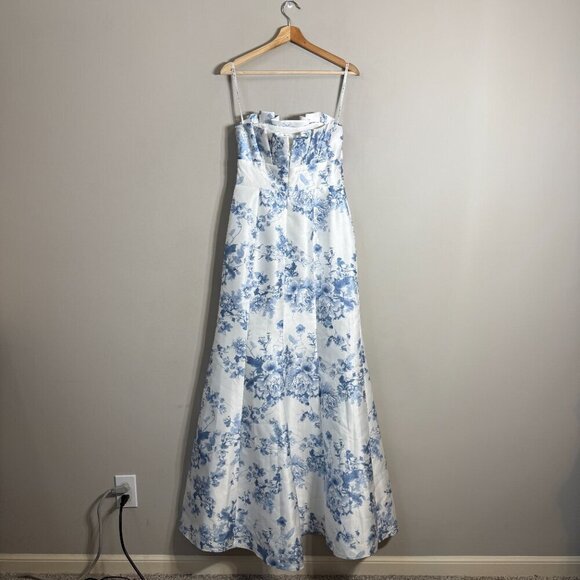 Alfred Sung Floral Ruffle Strapless Trumpet Maxi Gown Women's 4 Cottage Rose NWT - Picture 4 of 12